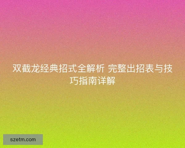 双截龙经典招式全解析 完整出招表与技巧指南详解