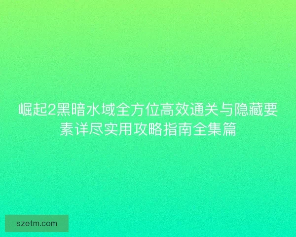 崛起2黑暗水域全方位高效通关与隐藏要素详尽实用攻略指南全集篇